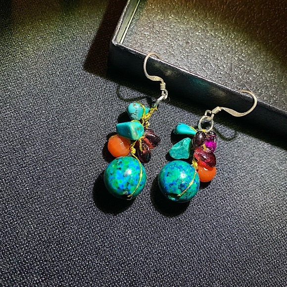 Decorative Turquoise Dangle Earrings - NWOT - Picture 2 of 3